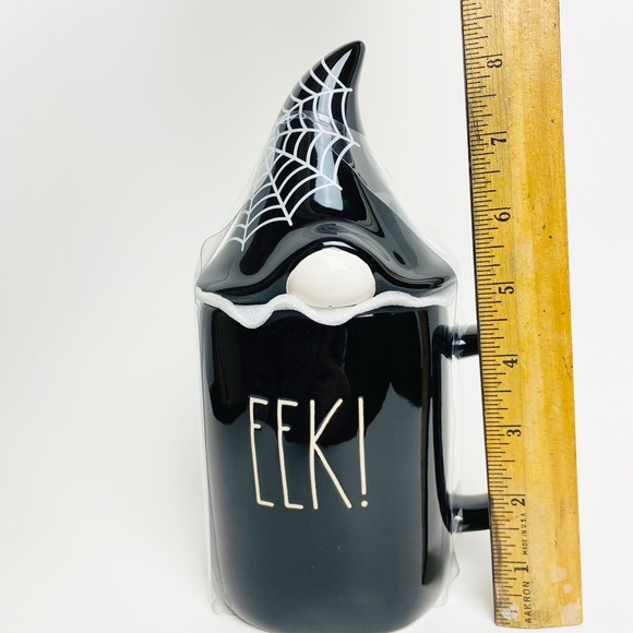 NWT Rae Dunn Halloween EEK! Mug w/ Gnome Topper 🕸🕷 - Picture 2 of 3